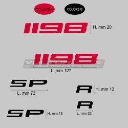 Par de pegatinas 1198 - S - R - SP compatibles con carenados Ducati lateral 1198