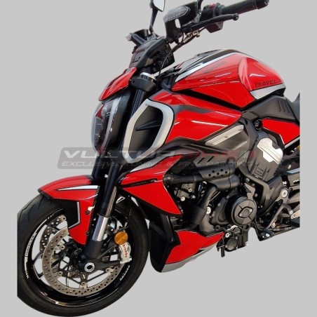 Complete stickers kit brand new design red silver - Ducati Diavel V4