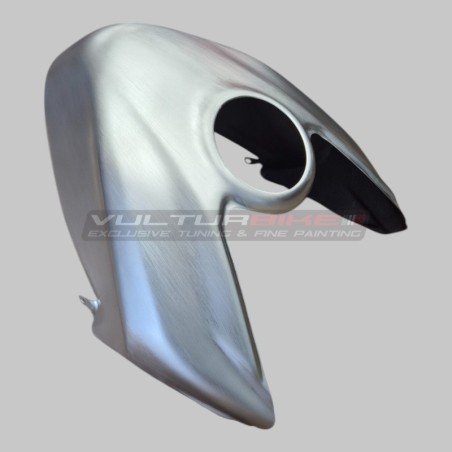 Brushed aluminium effect carbon tank cover - Ducati Panigale V4 / V4S & Streetfighter V4 / V4S