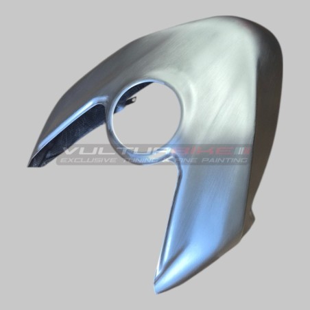 Coperchio serbatoio in carbonio effetto alluminio spazzolato - Ducati Panigale V4 / V4S & Streetfighter V4 / V4S