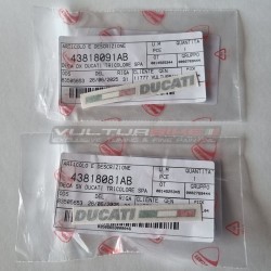 Paar originelle Logo-Aufkleber Ducati Graphit mit dreifarbiger Flagge