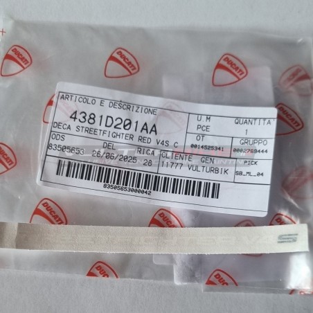 Autocollant blanc original Ducati pour couvercle de batterie - Ducati Streetfighter V4S