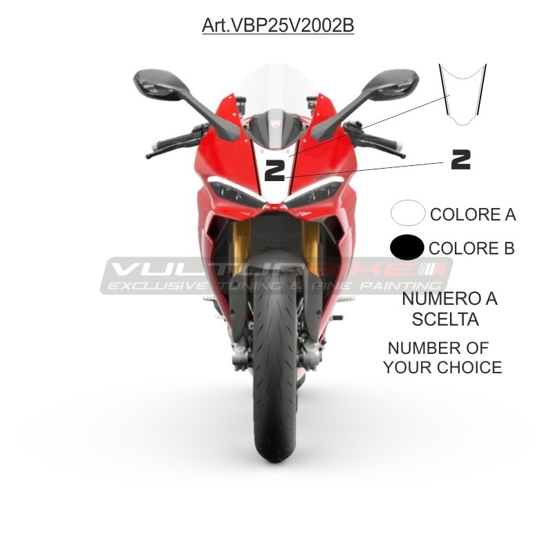 Two-tone sticker with number for windshield - Ducati Panigale V2