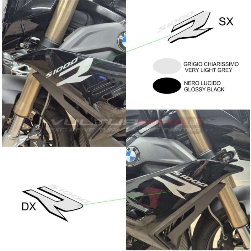 Paar hellgraue Aufkleber für Seitenverkleidungen - BMW S1000R 2021 / 2024
