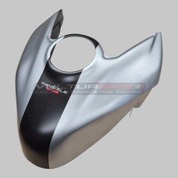 Tankabdeckung aus gebürstetem Aluminium mit Carbon-Streifen - Ducati Panigale / Streetfighter V4 / V4S