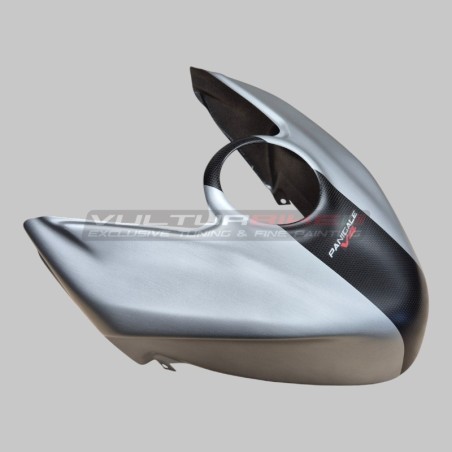 Couvercle de réservoir de carburant effet aluminium brossé avec bande de carbone - Ducati Panigale / Streetfighter V4 / V4S