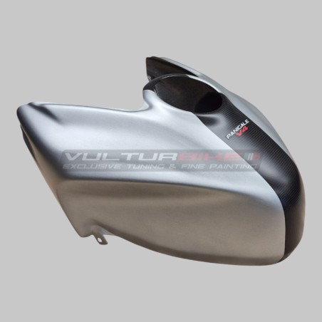 Coperchio serbatoio effetto alluminio spazzolato con striscia in carbonio - Ducati Panigale / Streetfighter V4 / V4S