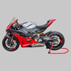 Tankabdeckung aus gebürstetem Aluminium mit Carbon-Streifen - Ducati Panigale / Streetfighter V4 / V4S