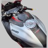 Brushed aluminium effect fuel tank cover with carbon strip - Ducati Panigale / Streetfighter V4 / V4S