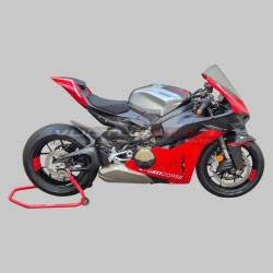 Coperchio serbatoio effetto alluminio spazzolato con striscia in carbonio - Ducati Panigale / Streetfighter V4 / V4S