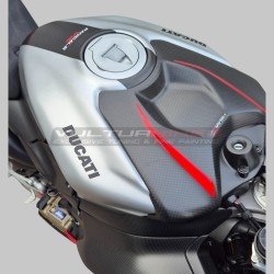 Coperchio serbatoio effetto alluminio spazzolato con striscia in carbonio - Ducati Panigale / Streetfighter V4 / V4S
