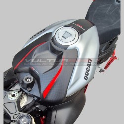 Tankabdeckung aus gebürstetem Aluminium mit Carbon-Streifen - Ducati Panigale / Streetfighter V4 / V4S