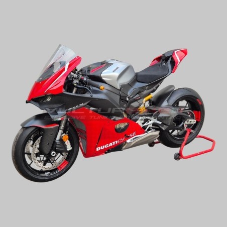 Couvercle de réservoir de carburant effet aluminium brossé avec bande de carbone - Ducati Panigale / Streetfighter V4 / V4S