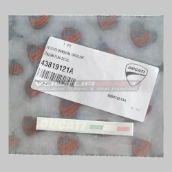 Coppia di decalcomanie originali Ducati con scritta + bandiera tricolore italiano
