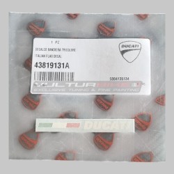 Coppia di decalcomanie originali Ducati con scritta + bandiera tricolore italiano