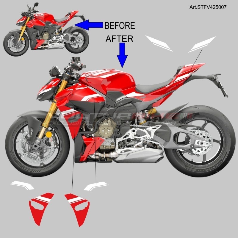 Kit adesivi bianco rosso - Ducati Streetfighter V4 / V4S