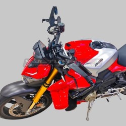 Couvercle de réservoir de carburant effet aluminium brossé avec bande de carbone - Ducati Panigale / Streetfighter V4 / V4S