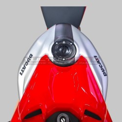 Couvercle de réservoir de carburant effet aluminium brossé avec bande de carbone - Ducati Panigale / Streetfighter V4 / V4S