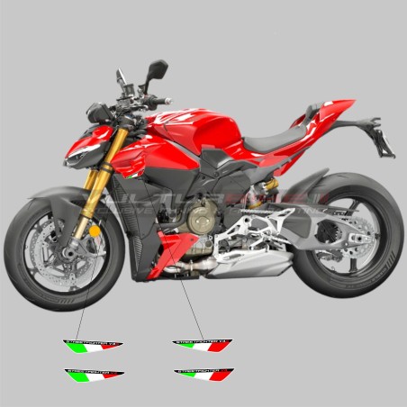 Paire de drapeaux décoratifs 3D recouverts de résine pour les rabats supérieurs - Ducati Streetfighter V4 / V4S