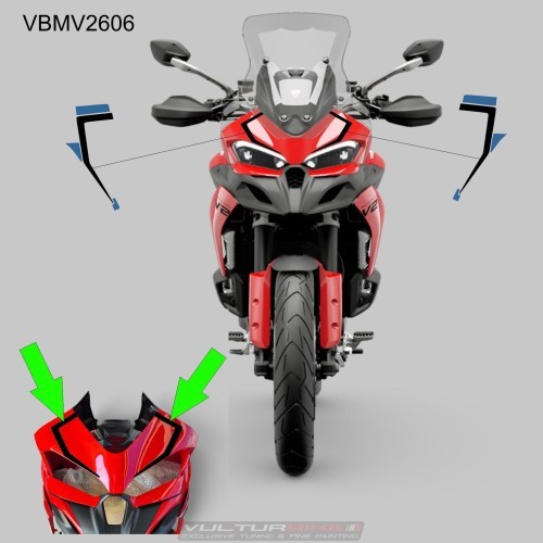 Windschutzscheiben-Klebeprofile Ducati Multistrada V2 – Vorgefertigt mit Positioniervorlage und Farben Ihrer Wahl
