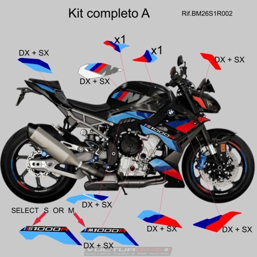 KIT ADESIVI PER BMW S1000R 2025 / 2026 - DESIGN M EDITION by Vultur Bike