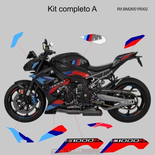KIT D’AUTOCOLLANTS POUR BMW S1000R 2025 / 2026 - DESIGN M EDITION par Vultur Bike