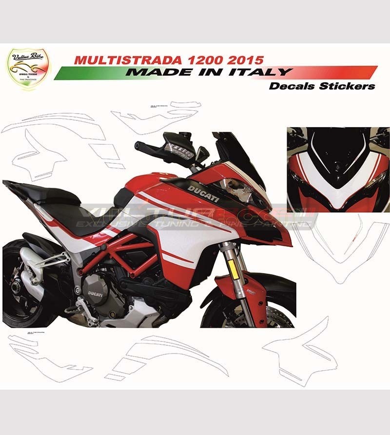 Exklusives Design weiße Aufkleber Kit - Ducati Multistrada 1200 2015