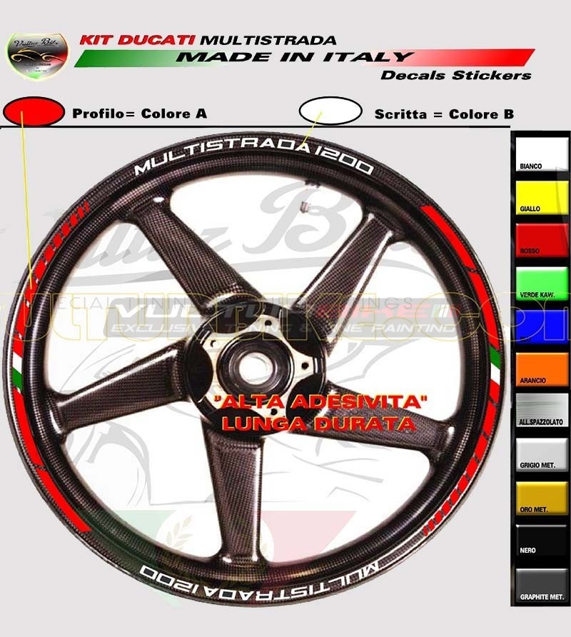 Customizable stickers for wheels with flag - Ducati Multistrada 1200