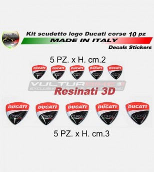 10 adesivi resinati 3D logo Ducati Corse