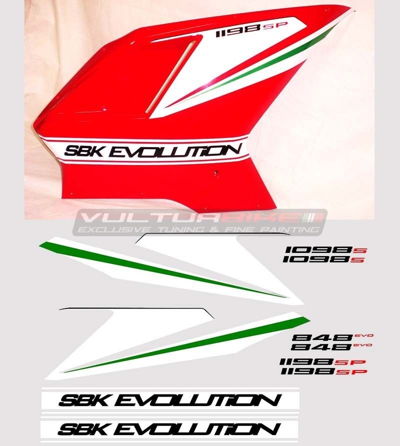 Pegatinas de carenado lateral gráfico tricolor - Ducati 848/1098/1198/S/R/SP/Evo