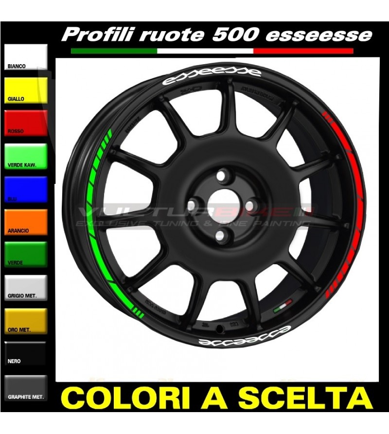Tricolore adhesive profiles for Fiat 500 esseesse car wheels