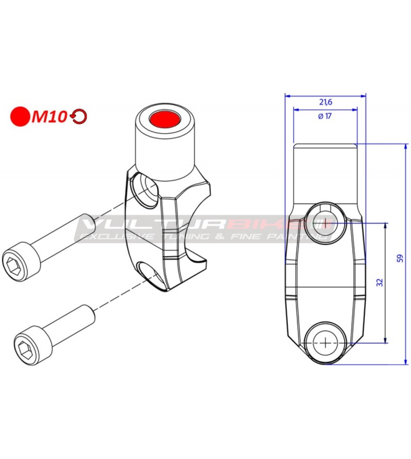 Brembo pump stand - thread mirror hole M10 left