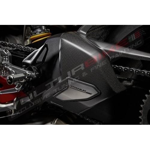 Carbon and titanium swingarm cover - Ducati Panigale V4 