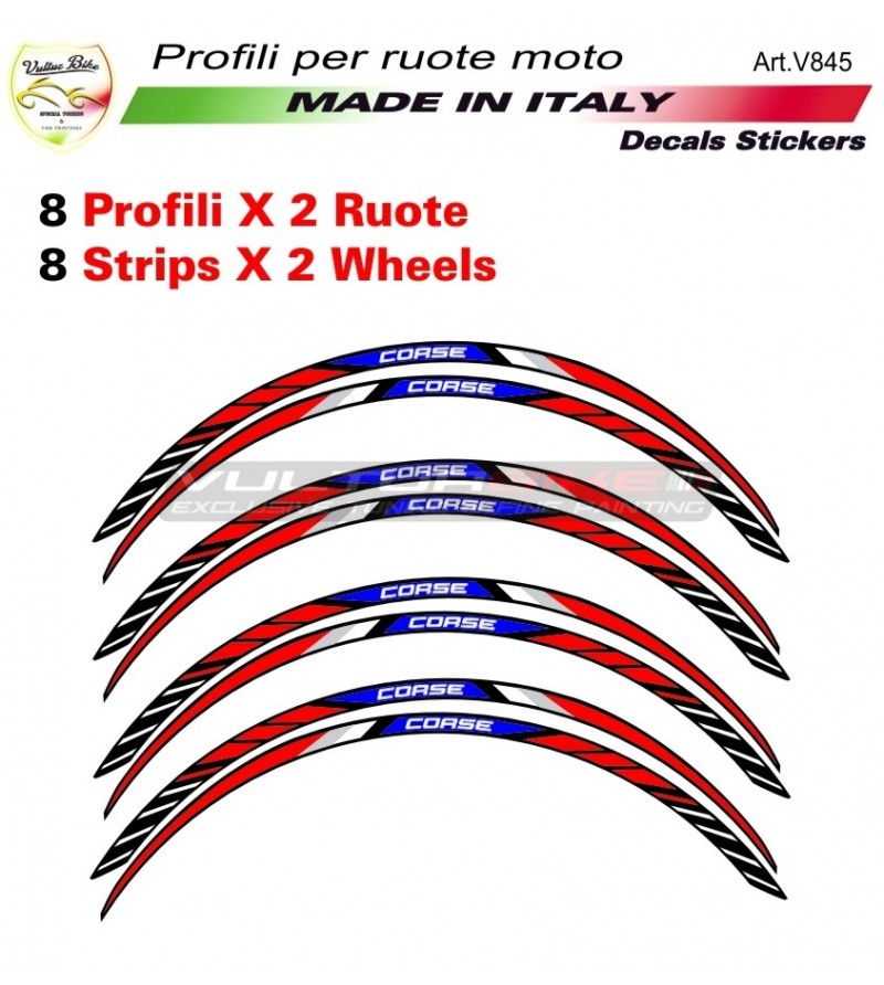 CORSE red blue stickers' kit for wheels