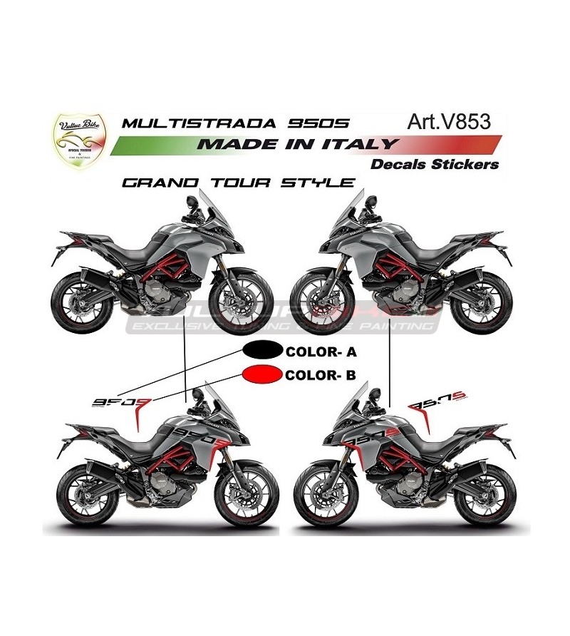 Adesivi Grand Tour Design per fiancate - Ducati Multistrada 950 S dal 2019