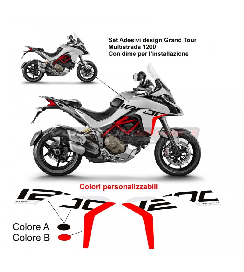 Pegatinas de diseño Del Grand Tour para carenamientos laterales - Ducati Multistrada 1200 15/18