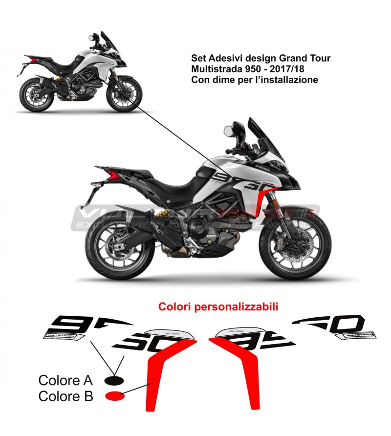 Grand Tour design stickers for side fairings - Ducati Multistrada 950 17/18