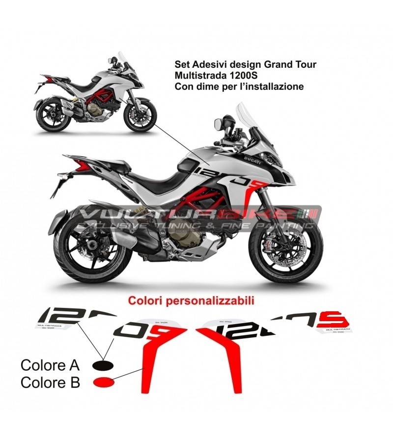 Pegatinas de diseño Del Grand Tour para carenamientos laterales - Ducati Multistrada 1200S 15/18