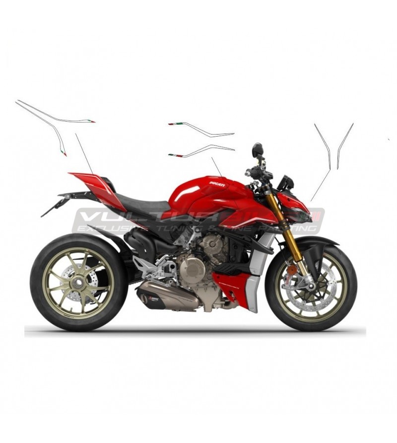 Kit de pegatinas blancas con banderas - Ducati Streetfighter V4 / V4S