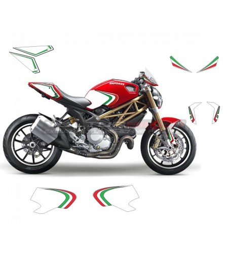 Kit adhésif graphique tricolore - Ducati Monster 696 / 796 / 1100 année 2008 - 2014