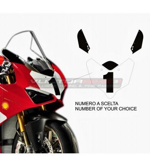 Front fairings stickers with custom number - Ducati Panigale V4 2018 / 2020 V2 2020