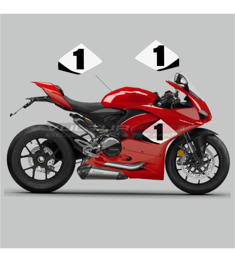 Autocollants carénages côté avec numéro personnalisé - Ducati Panigale V2 2020 / 2021