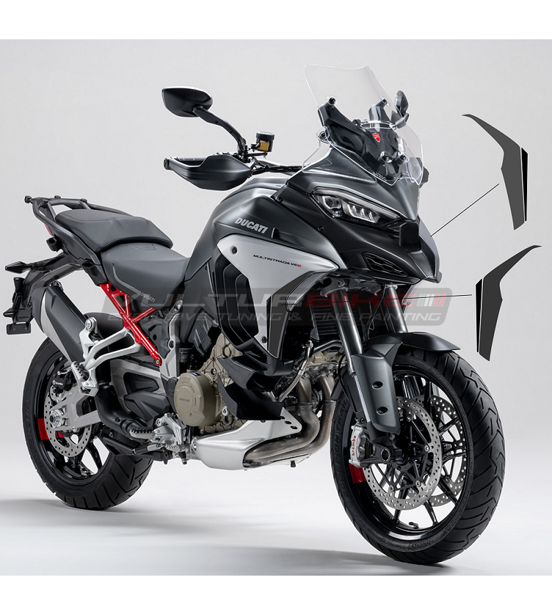 Graphit und schwarze Aufkleber für Seitenanstäbchen - Ducati Multistrada V4