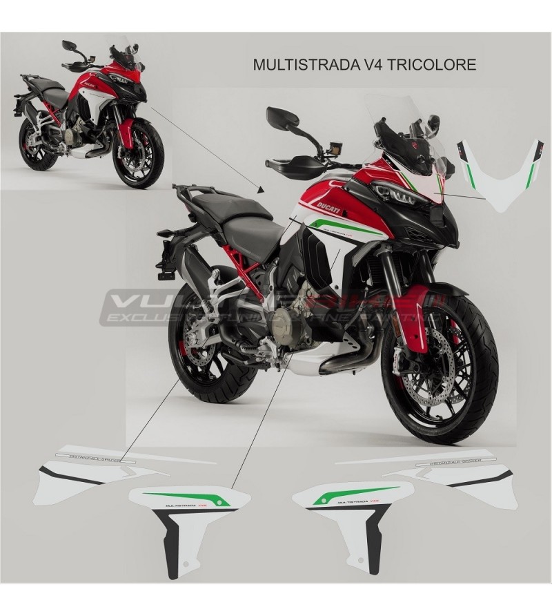 Autocollants kit complets design tricolore - Ducati Multistrada V4
