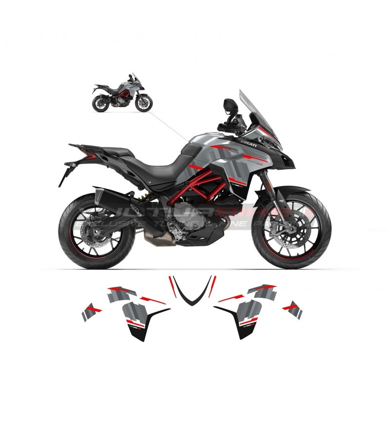 Kontrast Design Aufkleber Kit - Ducati Multistrada 950 weiß / vulkangrau